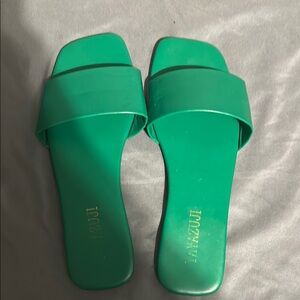 Vibrant Green Slide Sandals